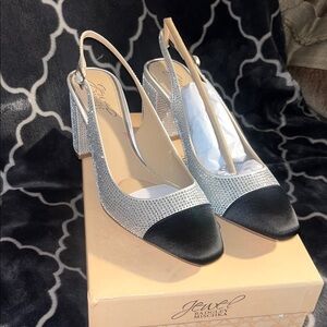 Jewel Badgley Mischka Glittering Silver and Black Heels